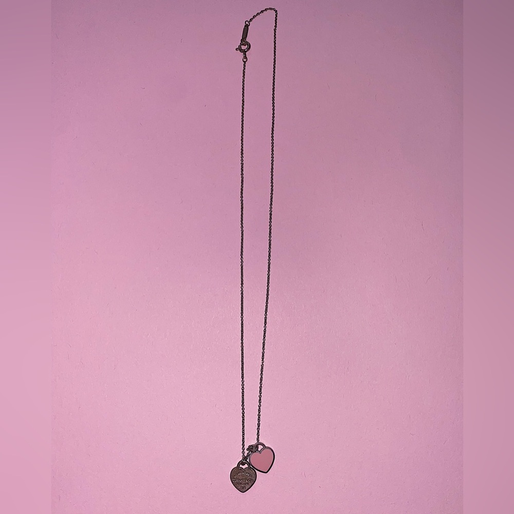 Return to Tiffany Pink Double Heart Tag Pendant - Picture 4 of 4